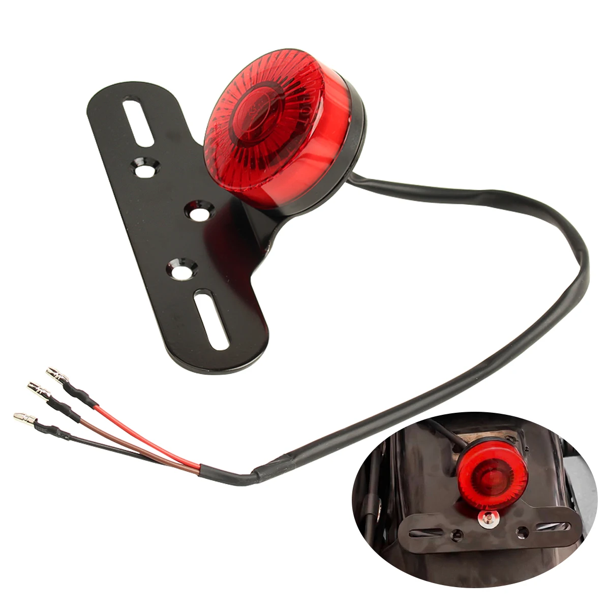 1PC Round LED Motorcycle Running Stop Rear Light UTV Dirt Bike ...