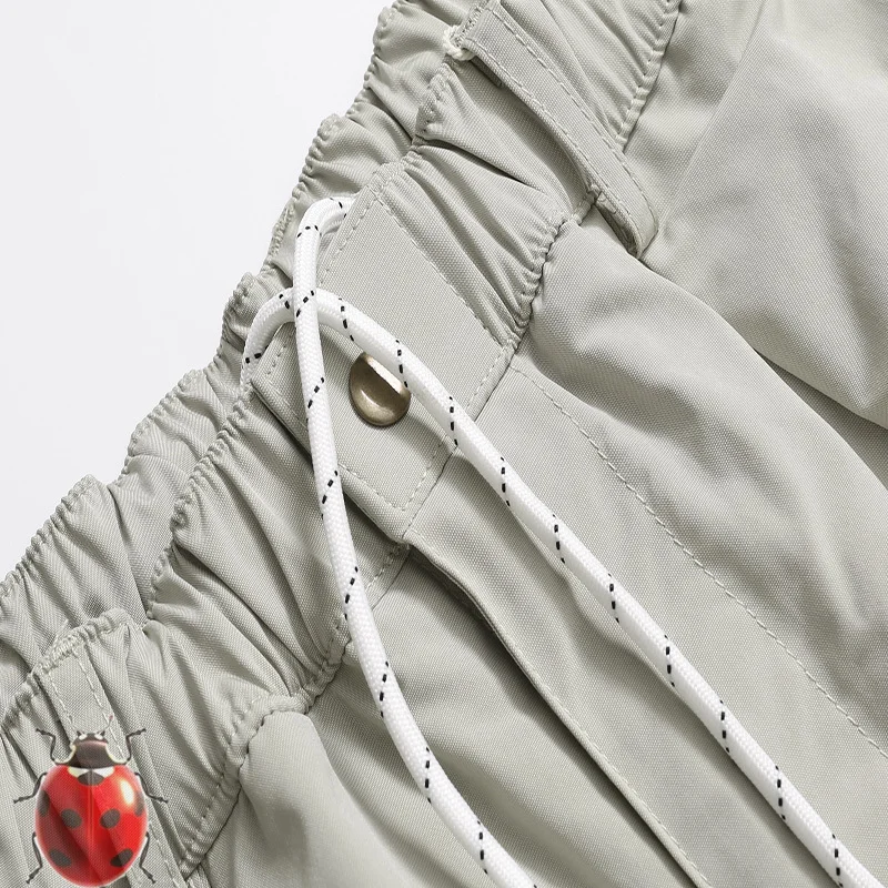 Waterproof WOODENhea Sports Wide Leg Pants Solid Color Trousers Men Women Loose Casual Pants Cuffs Drawstring Adjustable Japan