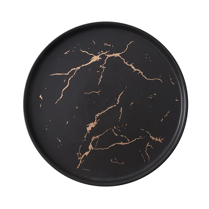 European Marble Ceramic Plate Round Western Steak Plate Home Cooking Dishes Hotel Restaurant Tableware Sundries Storage Tray New 5