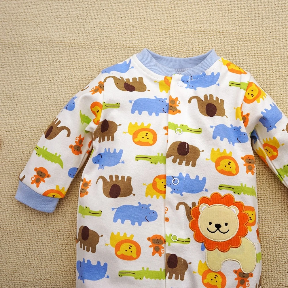 0 to 12 Month baby boy jumpsuit cotton autumn clothing Cartoon lion elephant print rompers newborn clothes infant boys onesies