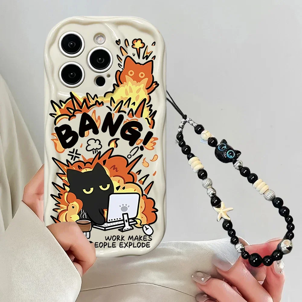 Cartoon Cat Red Apple Fruit Chain Phone Case