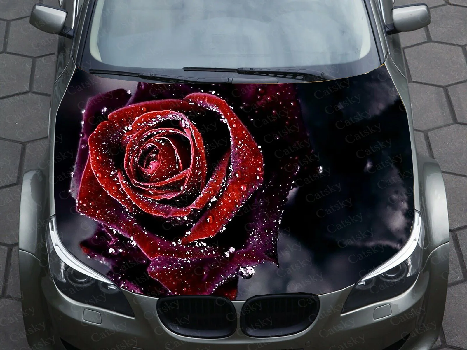 

Red Rose Flower Car Decal Graphics Vinyl decal Cover Pattern Packaging Decal custom DIY design hood engine Stickers