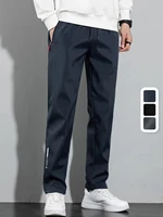 2025 hommes pantalon droit décontracté Stretch taille élastique survêtement coréen classique bleu noir gris mâle marque pantalon grande taille 1