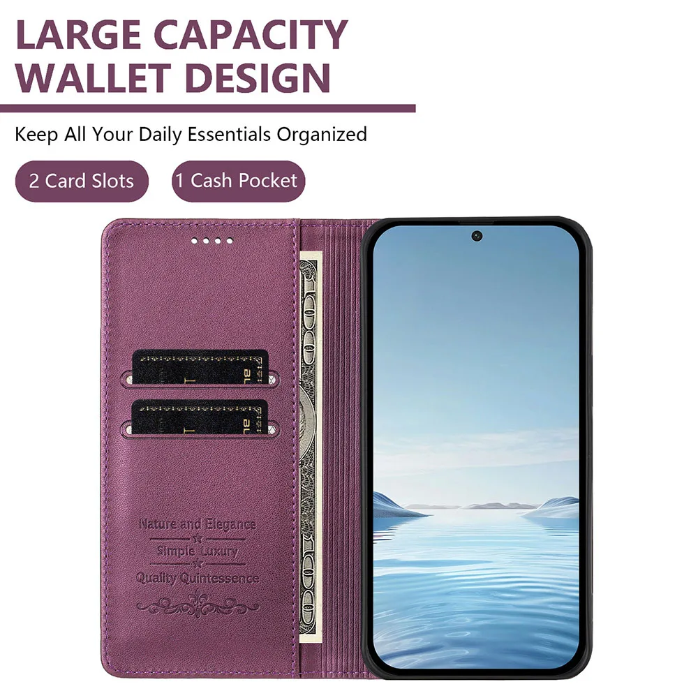 Premium Magnetic Flip Leather Wallet Phone Case – Elegant Protective Back Cover