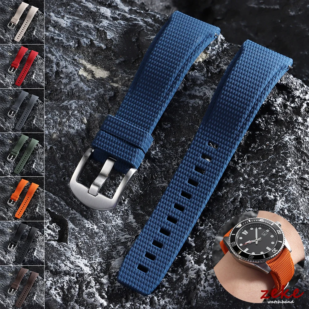 Premium Curved End Rubber Watch Strap - Versatile FKM Design