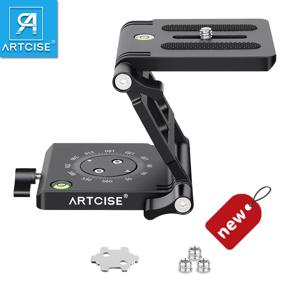 ADAI Z-Shaped Flex Tilt Tripod Head Aluminum Alloy Folding Z Tilt Head