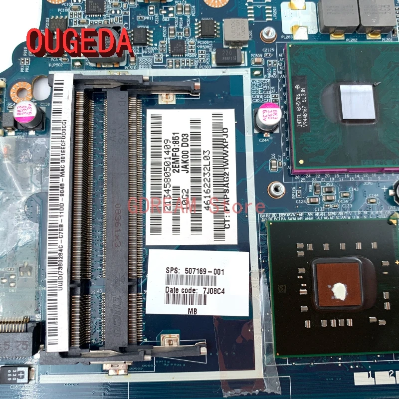 Ougeda 507169001 Jak00 La4083p para hp Pavilion Dv7 Dv71200 Portátil Placa-mãe Pm45 Ddr2 9600m Gpu Livre Cpu Placa Principal Testado - Imagem 6