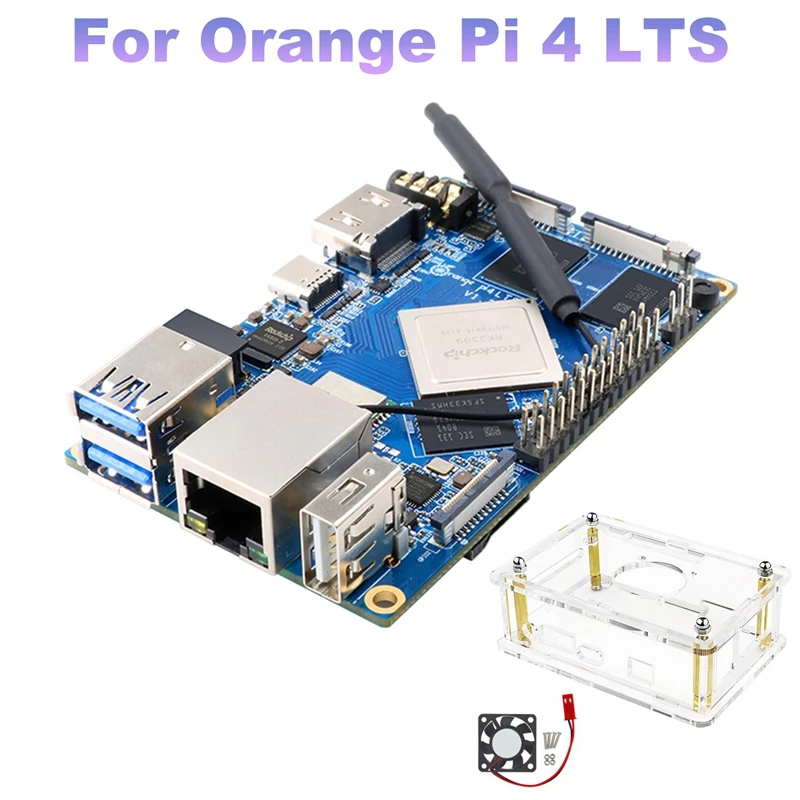 

Для Orange Pi 4 LTS + чехол + вентилятор 4 Гб DDR4 16 Гб EMMC RK3399 Wifi + BT5.0 Gigabit Ethernet работает Android Ubuntu Debian OS