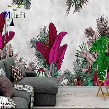 Milofi 사용자 정의 대형 3D 인쇄 벽지 벽지 벽화 비닐 럭셔리 고급 식물 꽃 홈 장식 그림