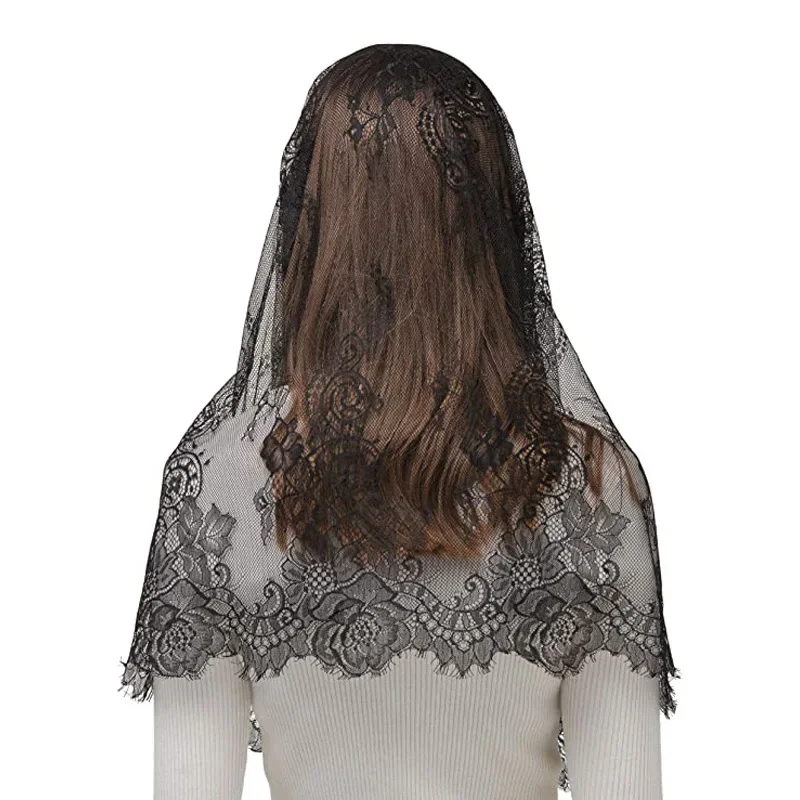 Bridal Veil Catholic Church Veil Lace Mantilla Veil For Church Latin Mass Spanish Style Lace Head Scarf Shawl White Black Catholic Chapel Veil For Wedding Bride