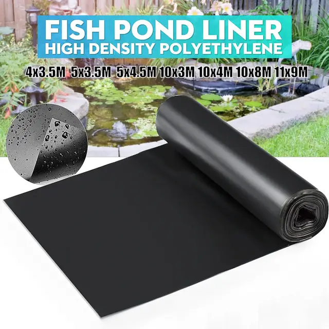 9X11M 4 Méretű Tartós Hal Tó Bélés Megerősített Hdpe Membránkert Medencék Tereprendezés Medence Vízálló Bélésfekete