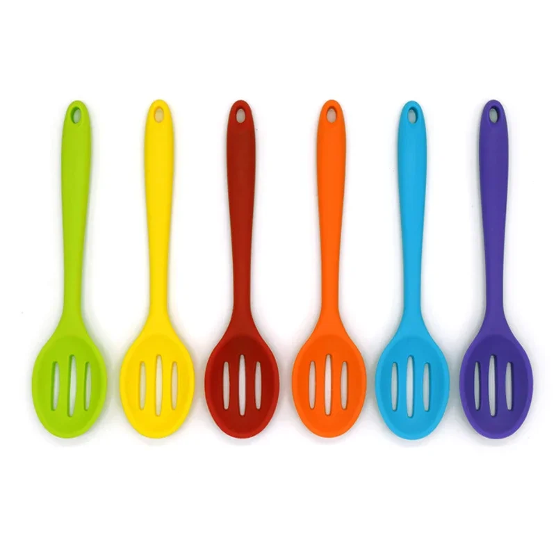 Silicone Slotted Spoon Large Heat Resistant Cooking Spoon Nonstick Mixing Long Handle Rubber Skimmer Kitchen Utensils 1Pc