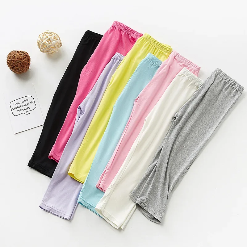 Summer Girls Leggings Modal Cotton Bottoms Calf Length Kids Toddler Pants Capris for Girl 2-8 Years girls pants girls trousers kids pants
