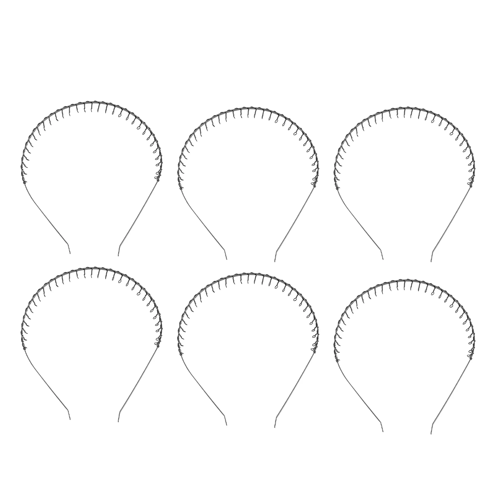 6pcs Unisex Black Wave Metal Teeth Comb Hair Girl Men's Headband Hairband Hair Accessory