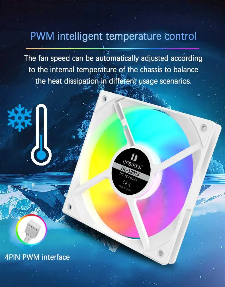 UL-12015 12CM thin chassis cooling fans 15MM thickness 12V 4PIN PWM/5V 3PIN ARGB