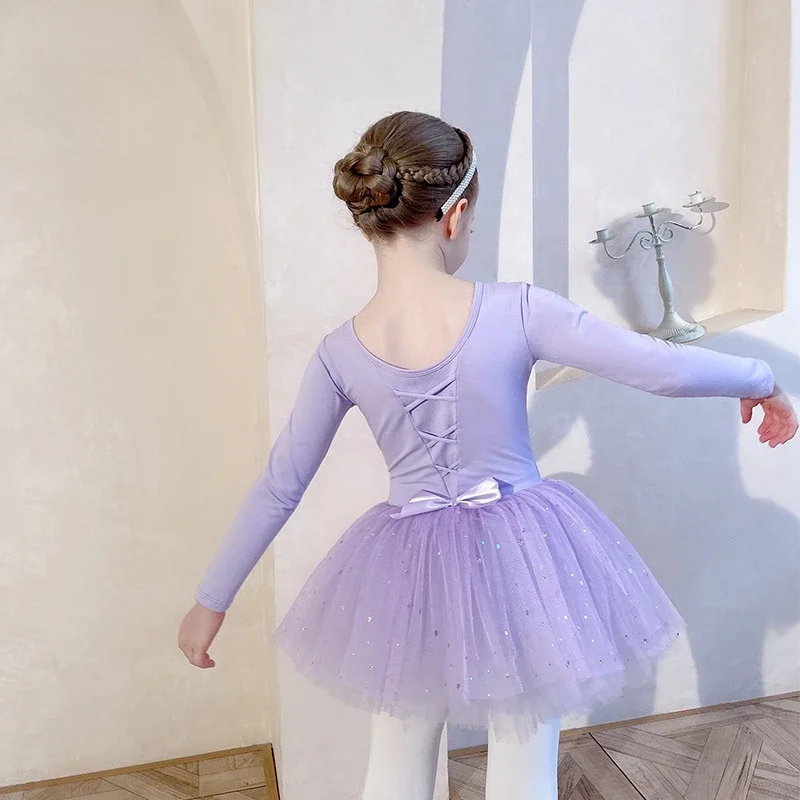 

Ballet Costumes Girls Long Sleeve Ballet Dance Leotard Tutu Dress Gymnastics Ballerina Dancing Performance Dancewear Costumes