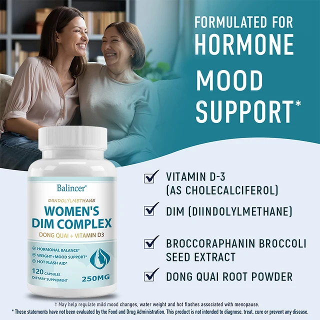 9130-c1e9b3.jpg DIM Supplement Complex - 250 mg, Black Pepper, Vitamin D3, Organic Alfalfa & Broccoli Female Hormone Balance, 120 Capsules