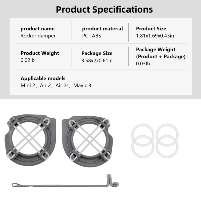 T8WC Dampers for Mini 3 Mavic3 Air 2 2S/Mini 2 Joystick Fixed Bracket Mount Accessory with Double-sided Tapes