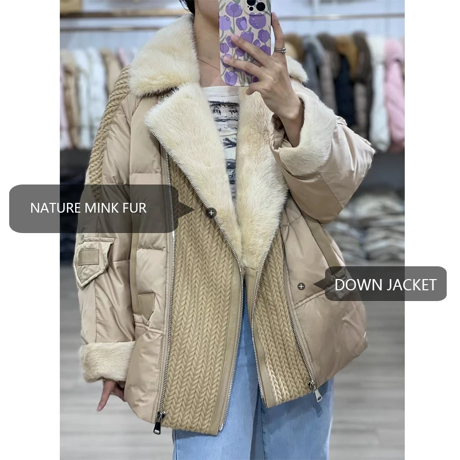 Cnegovik Parka With Natural Fur For Women Down Jackets Real Fur Coat Women Luxury Real Mink Fur Jacket Best Selling Styles