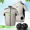 Summer Ice Vest Men's Fan Jacket USB Refrigeration Air Conditioning Clothing Outdoor Heat Protection Fishing Work Short Sleeve 3