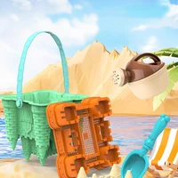 Sand Castle Building Kit with Sand Castle Molds Watering Can Rake Shovel Beach Toys Travel Sand Toys Set for Kids Outdoor 2