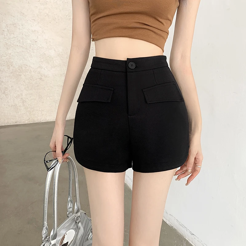 

Shorts Women Slim Elastic Black Summer Hotsweet Club Style Solid Sexy Ladies High Waist Pocket Streetwear Spicy Hot Short Skinny