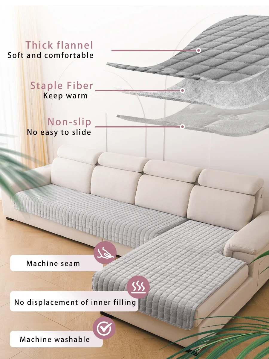 L-shaped Corner Flannel Sofa Cover Universal Living Room Sofa Cover 3