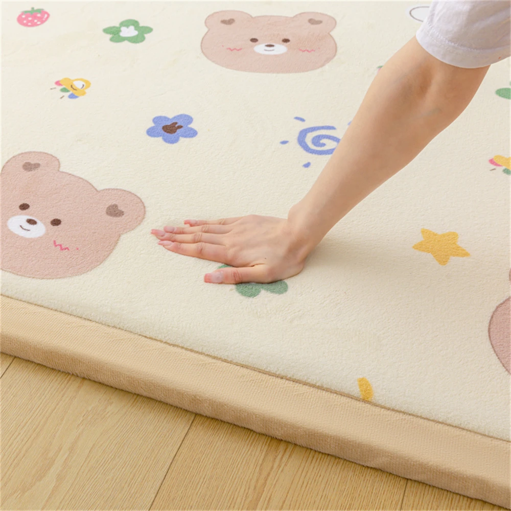 Thicken 2cm Tatami Carpet Coral Fleece Bedroom Living Room Carpet Window Bedside Children's Room Baby Crawling Home Non-Slip Mat 5