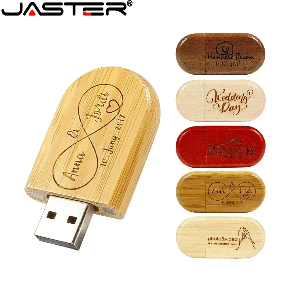 JASTER 10개 묶음 나무 USB 2.0 플래시 드라이브 128GB 무료 로고 비즈니스 선물 펜 드라이브 64GB 메이플 우드 32GB 메모리 스틱 USB 스틱