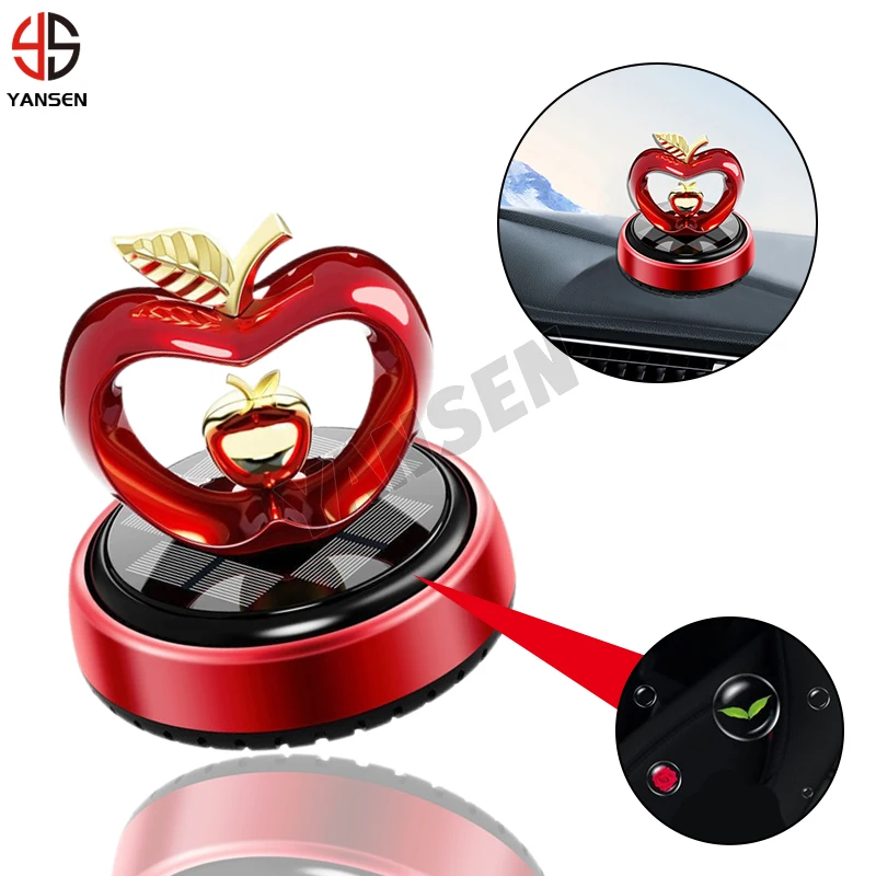 

Solar Energy Power Rotary Apple Car Aromatherapy Air Freshener Fragrance Diffuser Auto Center Console Dashboard Ornament