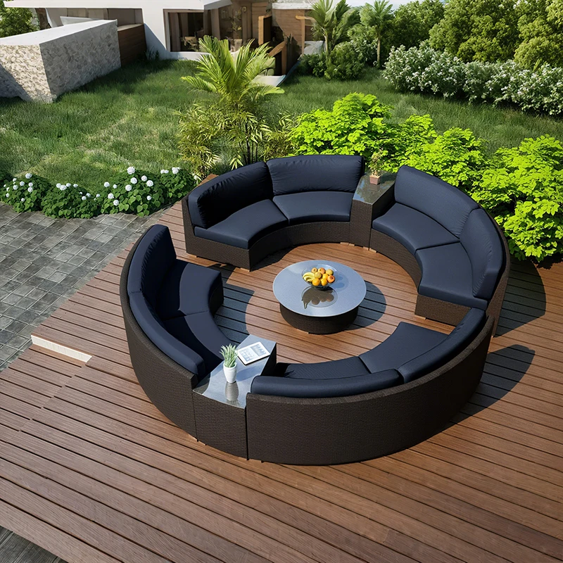 Offerta Speciale: Set Divano da Esterno in Rattan Intrecciato Impermeabile per Tutte le Stagioni, Mobili da Giardino e Patio