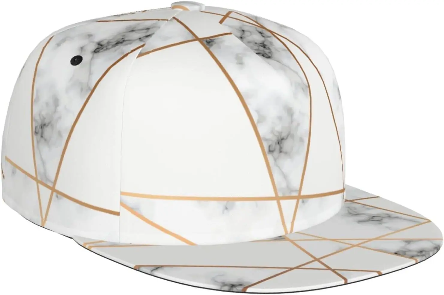 

Geometric Marble Art Pattern Flat Bill Hat, Unisex Snapback Baseball Cap Hip Hop Style Flat Visor Blank Adjustable Black