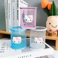 Hello Kitty Metal Mesh Pen Holder Multi-Shape Cartoon Pencil Cup Hollow Stationery Organizer for Office School Desk Decor Gift 3