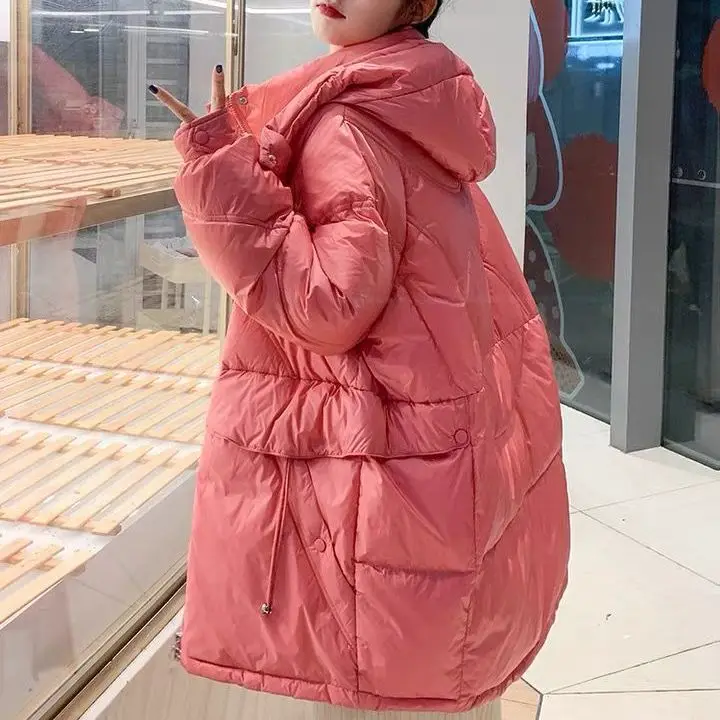 

Hat Hooded Down Cotton Coat Winter Women Light Thin Down Padded Jacket Parkas Ladies Long Warm Big Size Puffer Outwears A190