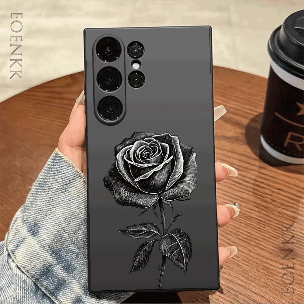 Elegant Rose Sketch Soft Phone Case - Fashion Gift Cover