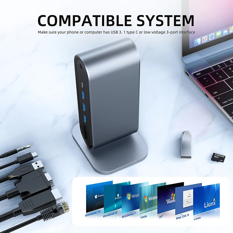 

Док-станция USB Type-C на HDMI, 4K, HD, RJ45, PD100W