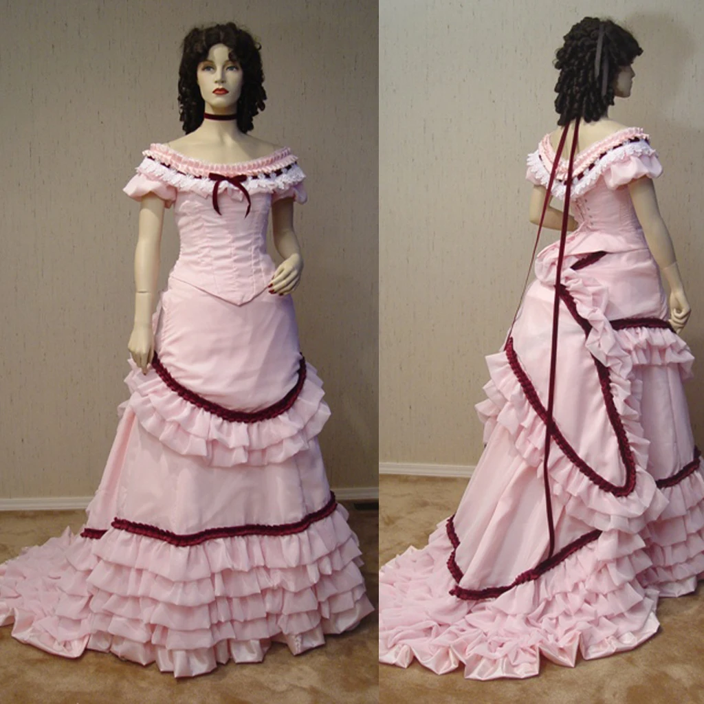 

Викторианская Готическая розовая суеты свадебное платье костюм 1920-х времен Гражданской войны Южная Белль платье для маскарада эпохи Возрождения