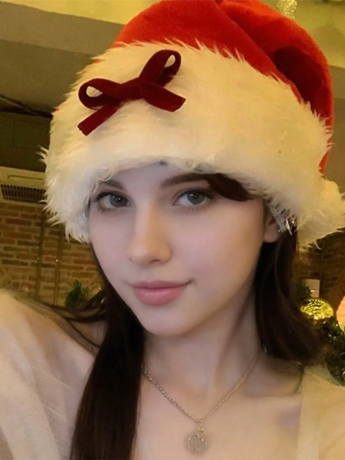 1pc plush Christmas hat Christmas party hat men's and women's New Year party party decorative hat