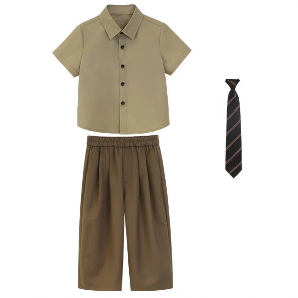 Kinder Jungen Kurzen Ärmeln 3PCS Set Formale Elegante Kind Junge Hochzeit Anzug Gentleman Junge Klavier Host Rede Chor Leistung anzug – Detail 13
