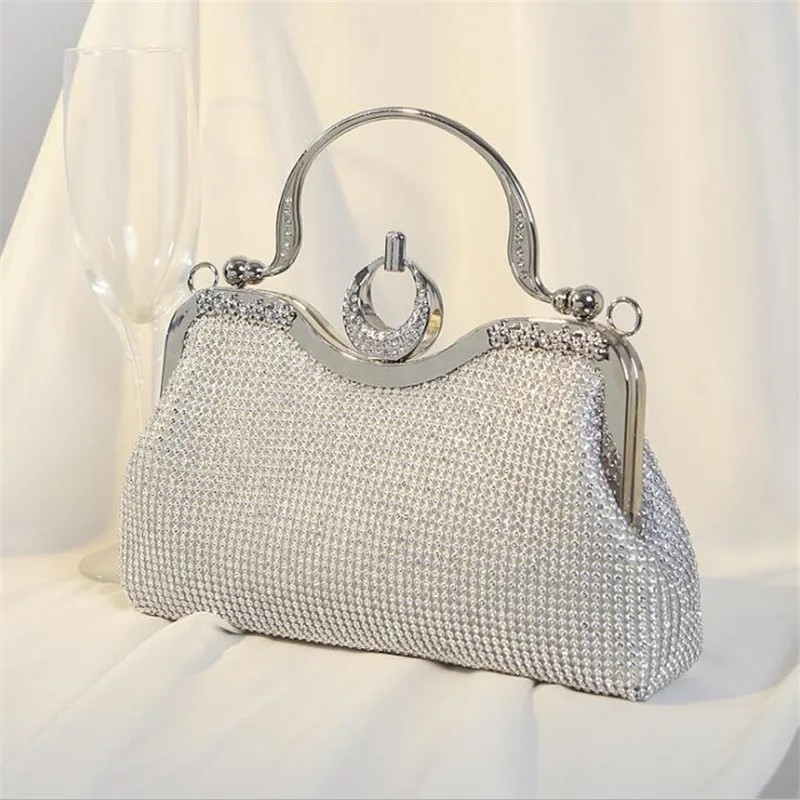 2023 Full Side Diamond Clutch Handbags Metal Hasp Evening Bags Party Dinner Shoulder Bags 3 Colors Drop Shipping