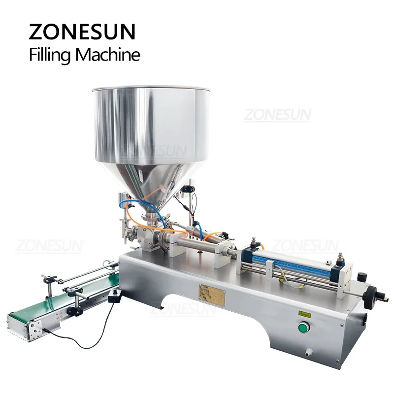 ZONESUN ZS-DTGT1P Automatic Honey Cream Filling Machine Pneumatic Viscous Liquid Chili Sauce Gel Peanut Butter Conveyor