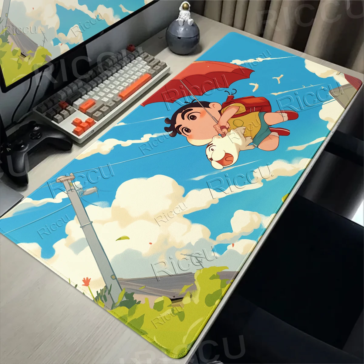 Tappetini per Mouse XXL con Motivo Anime C-Crayon Shin-chan, Tappetini Kawaii in Gomma per Gaming, Tappetini da Scrivania per Computer Portatile e Tastiera - immagine 2