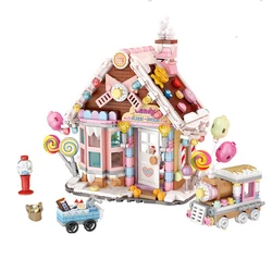 Mini blocs de construction, maison de bonbons, boutique, ballon, Train, conte de fées, blocs de construction, jouets pour filles, cadeaux pour enfants, 1224 