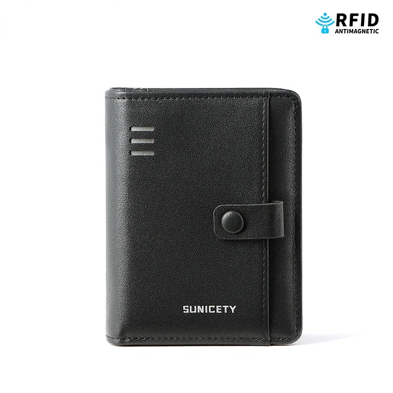 Men's Wallet leisure time Short style PU leather Anti theft swiping Card Bags zipper Purse Male Two fold Vertical style Wallets