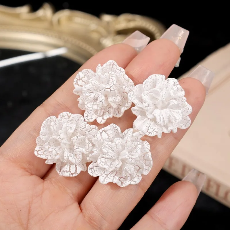 Ins Trendy Ice Crack Flowers Earrings Temperament Elegant Korean Fashion Sweet Camellia Earrings for Women Girls Jewelry Gifts