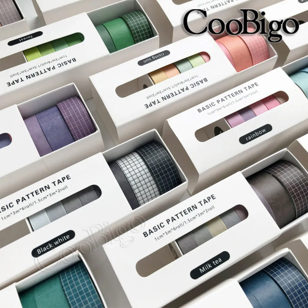 

8Pcs Pure Color Basic Style Decoration Washi Masking Tape Creative Scrapbooking Stationary School Supplies Stickers