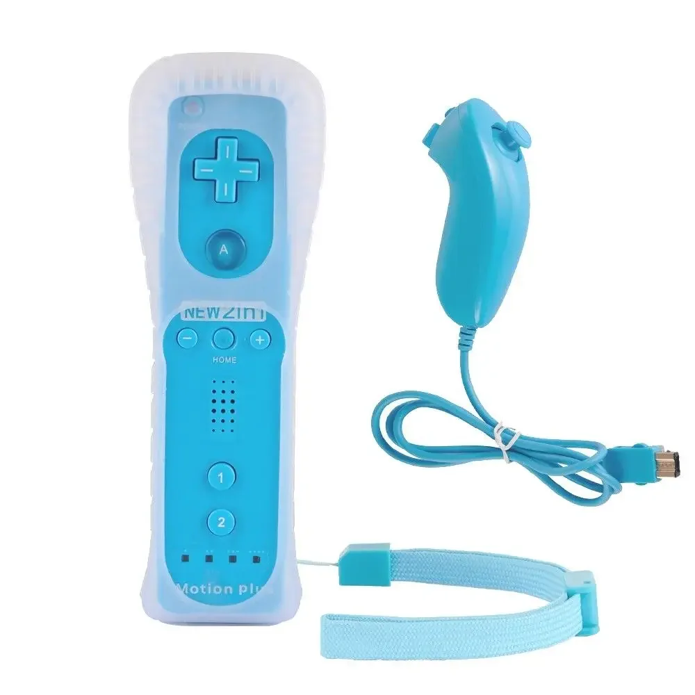 TOP 2 in 1 Wireless Gamepad Remote Controller built in Motion Plus + Nunchuck For Wii Controller Joystick Silicone Case
