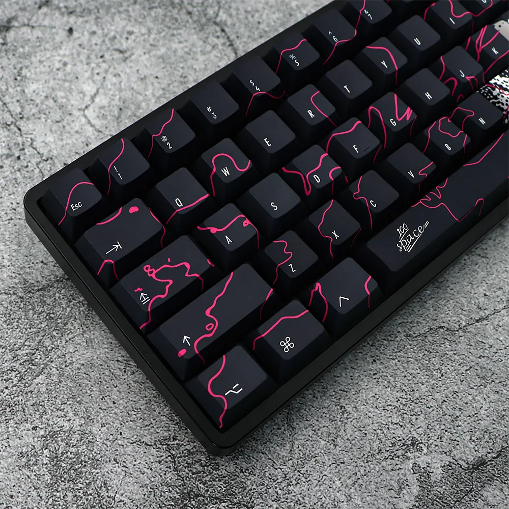 Chaves Gmk Graffiti Keycaps Cereja Perfil Pbt Tintura Sublimação Teclado Mecânico para mx Switch G610 K70 com Iso Ente 146 - Imagem 2
