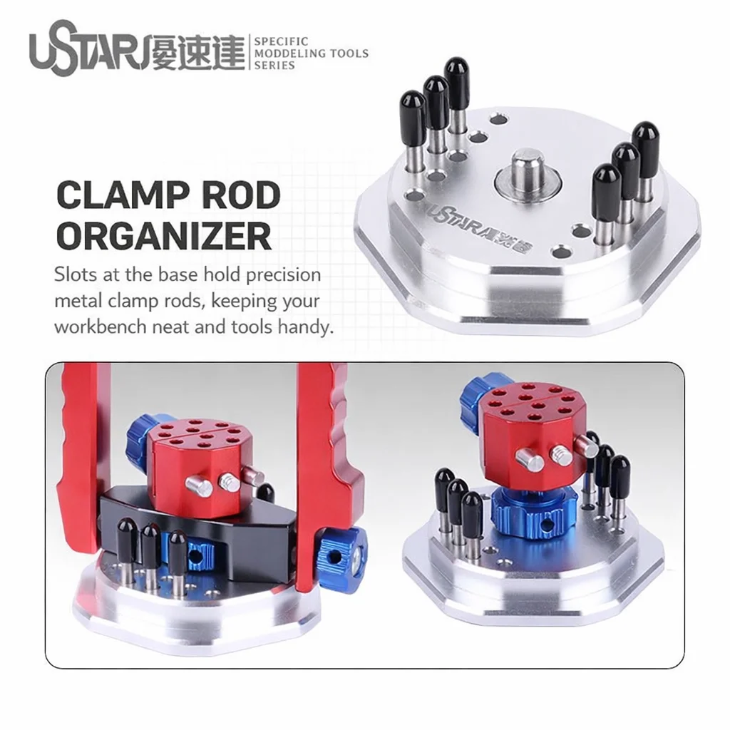 Ustar 알루미늄 합금 페인팅 핸들 바이스 모델 피규어 고정 프레임 거치대 베이스, 모델 공예 도구 DIY 액세서리, UA-90638/39