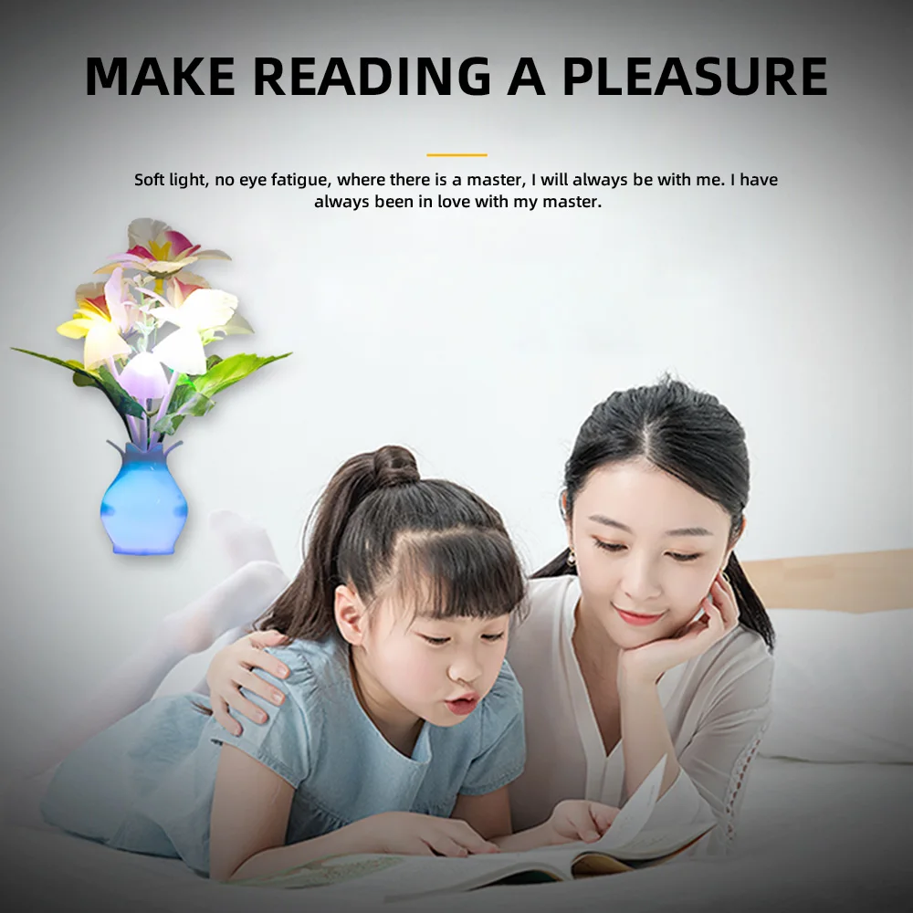 LED Creative Colorful Luminous Vase Night Light Dream Luminaria Lamp Children's Bedroom Sleep Light for Gift US Plug